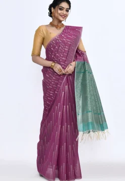 South Indian Sico Saree in Magenta