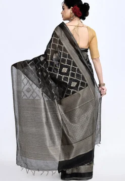 South Indian Sico Saree in Black