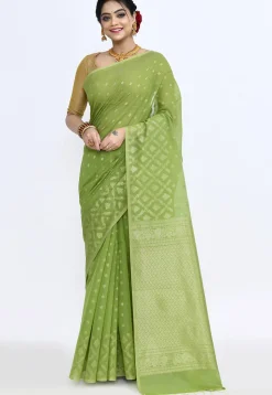 South Indian Sico Saree in Light Green