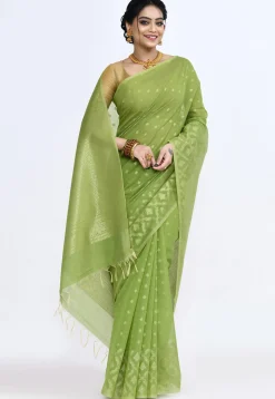South Indian Sico Saree in Light Green