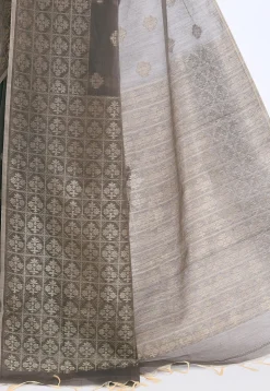 South Indian Sico Saree in Dark Grey