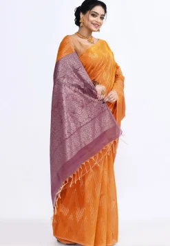 South Indian Sico Saree in Orange