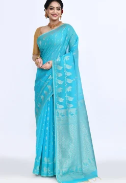 South Indian Sico Saree in Blue