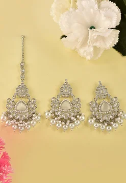 Stone Studded Chandbali Earrings Set