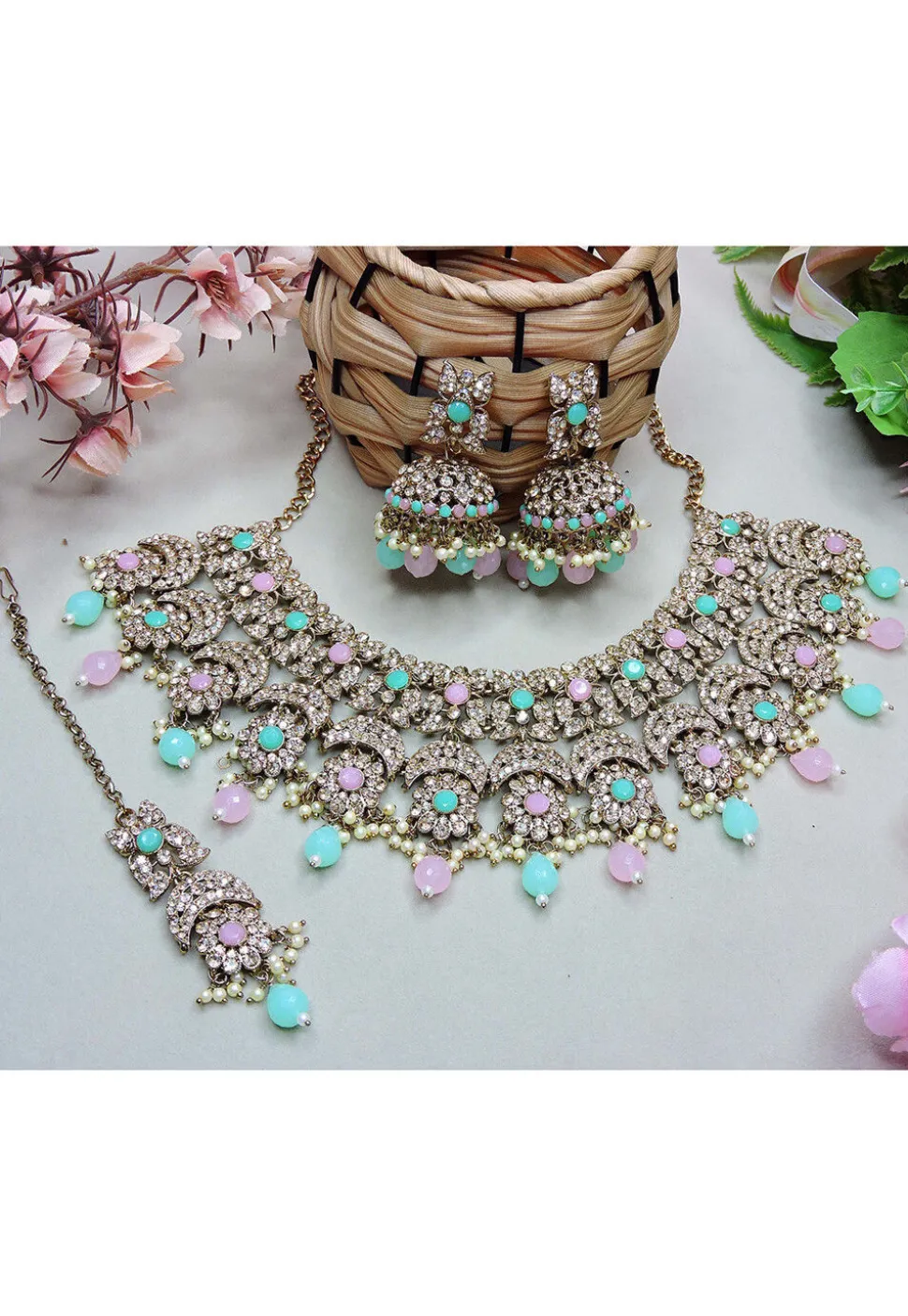 Stone Studded Choker Necklace Set