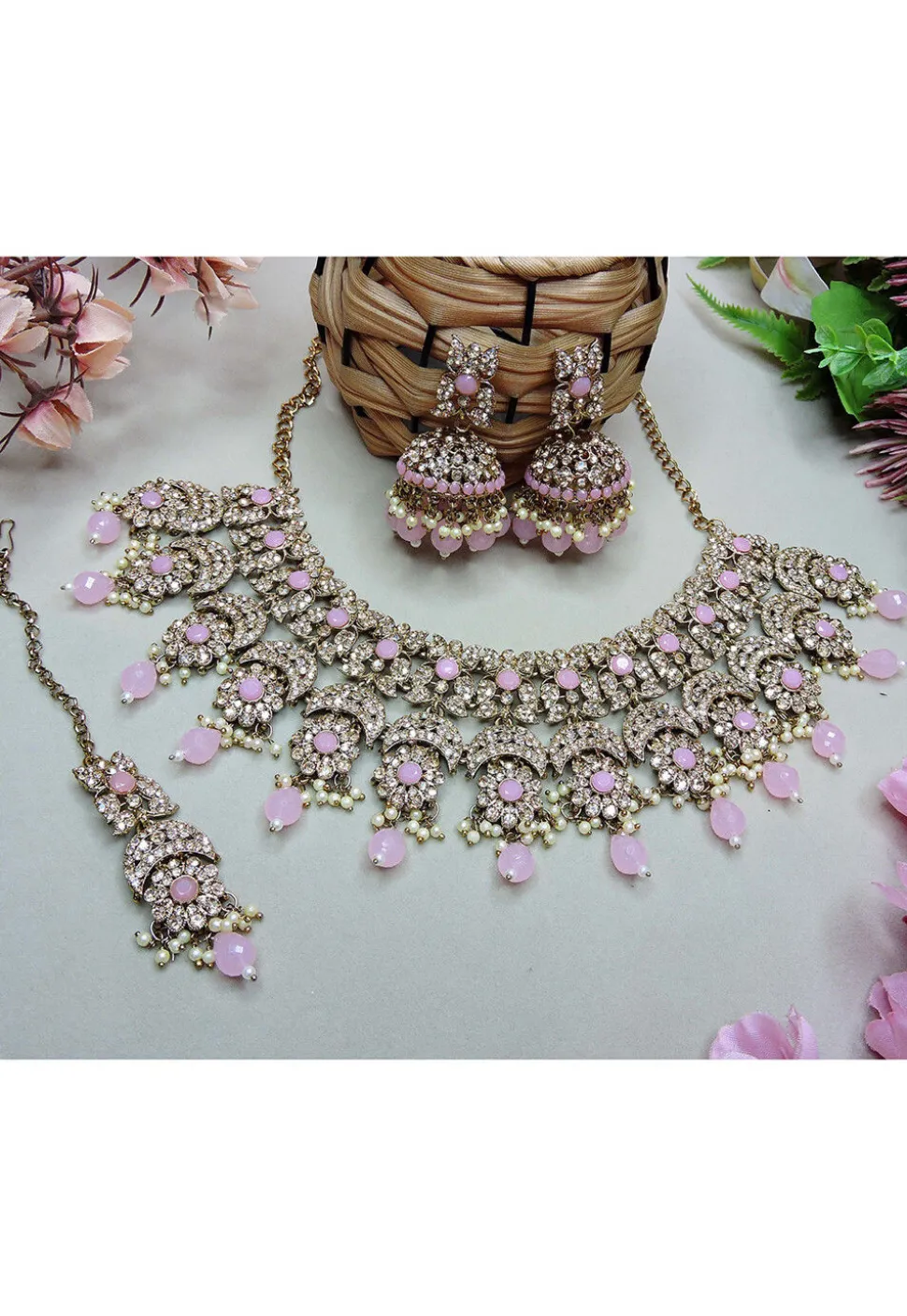 Stone Studded Choker Necklace Set
