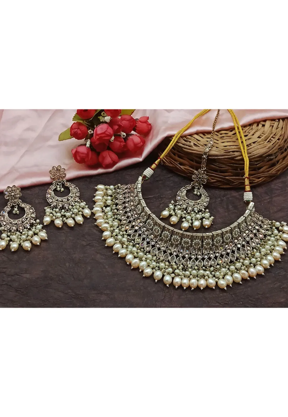 Stone Studded Choker Necklace Set