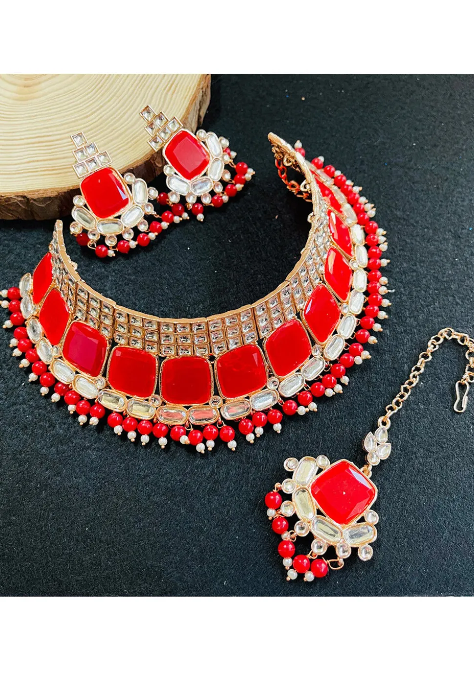 Stone Studded Choker Necklace Set