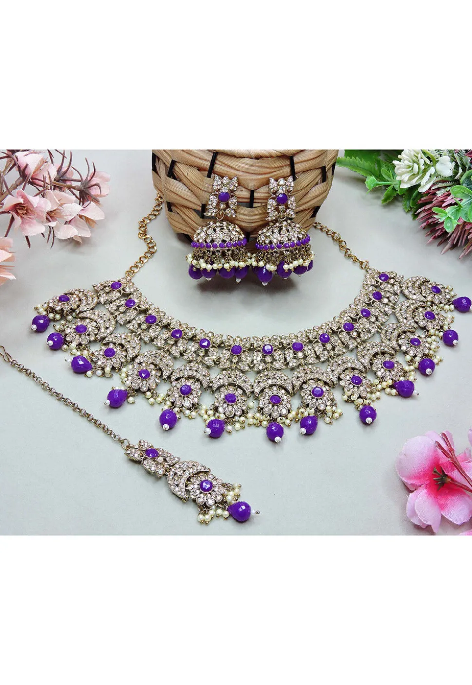 Stone Studded Choker Necklace Set