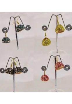 Stone Studded Combo Jhumka Style Earrings
