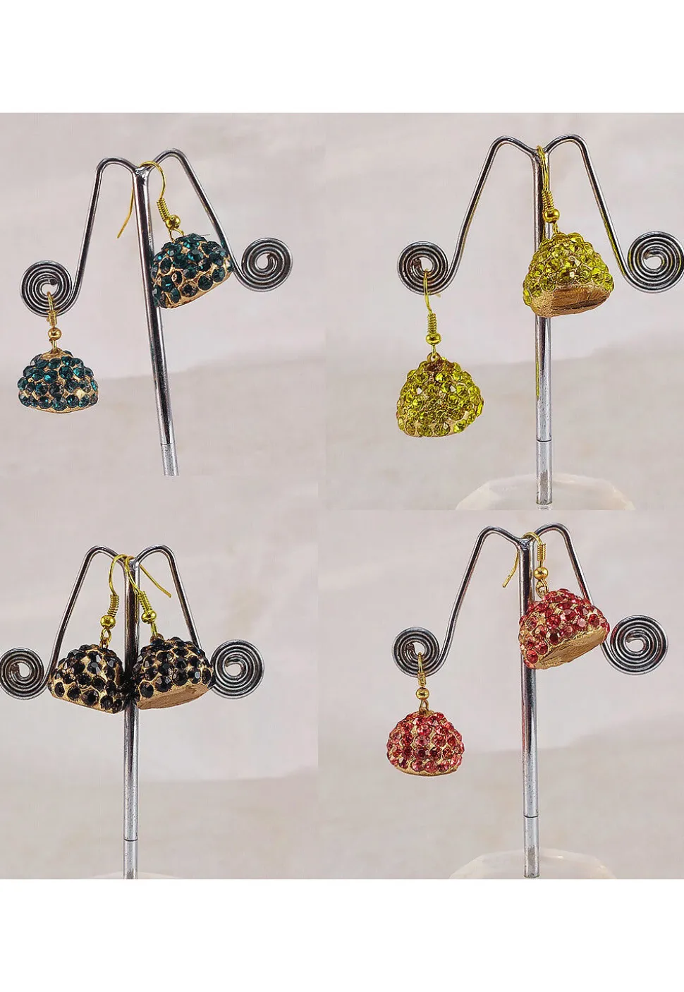 Stone Studded Combo Jhumka Style Earrings