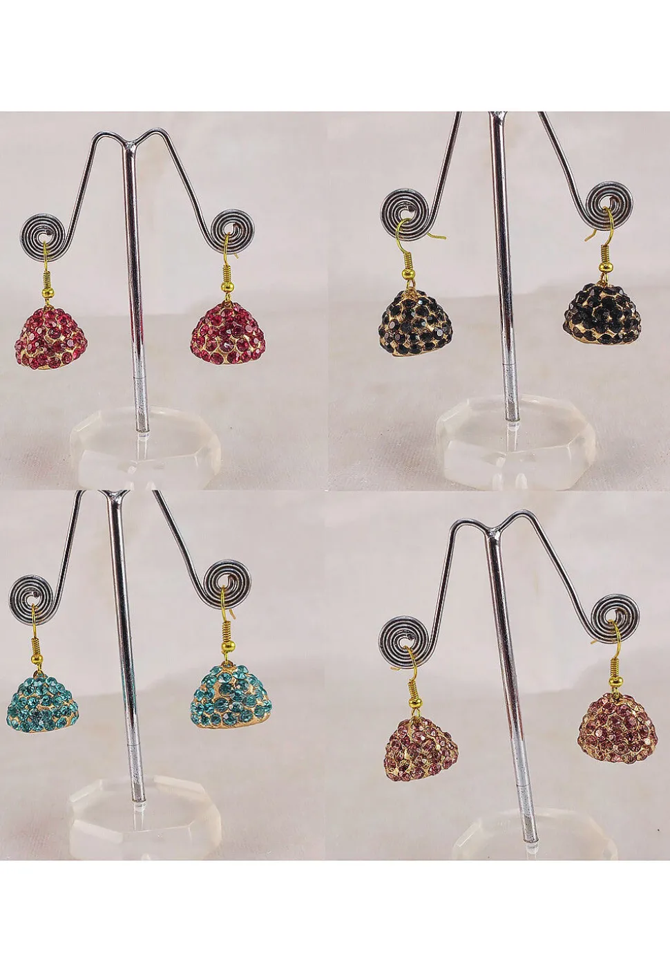 Stone Studded Combo Jhumka Style Earrings
