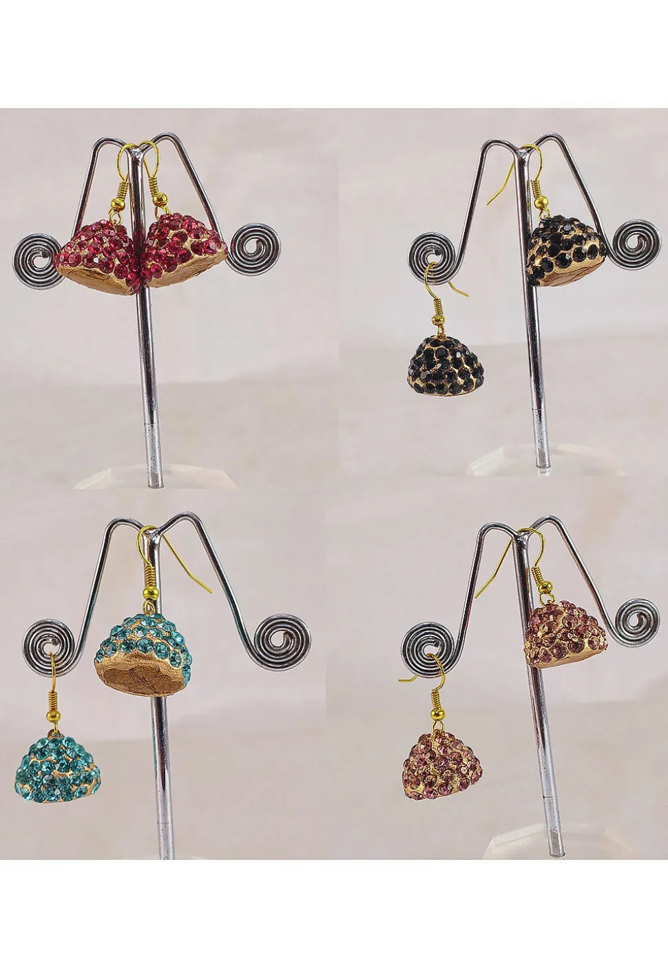 Stone Studded Combo Jhumka Style Earrings