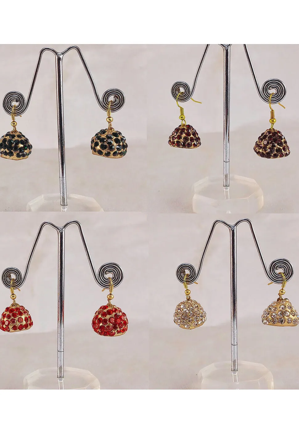 Stone Studded Combo Jhumka Style Earrings