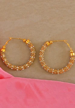 Stone Studded Hoop Earrings