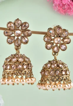 Stone Studded Jhumka Style Earrings