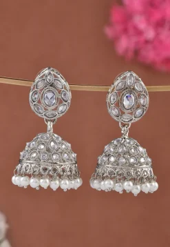 Stone Studded Jhumka Style Earrings