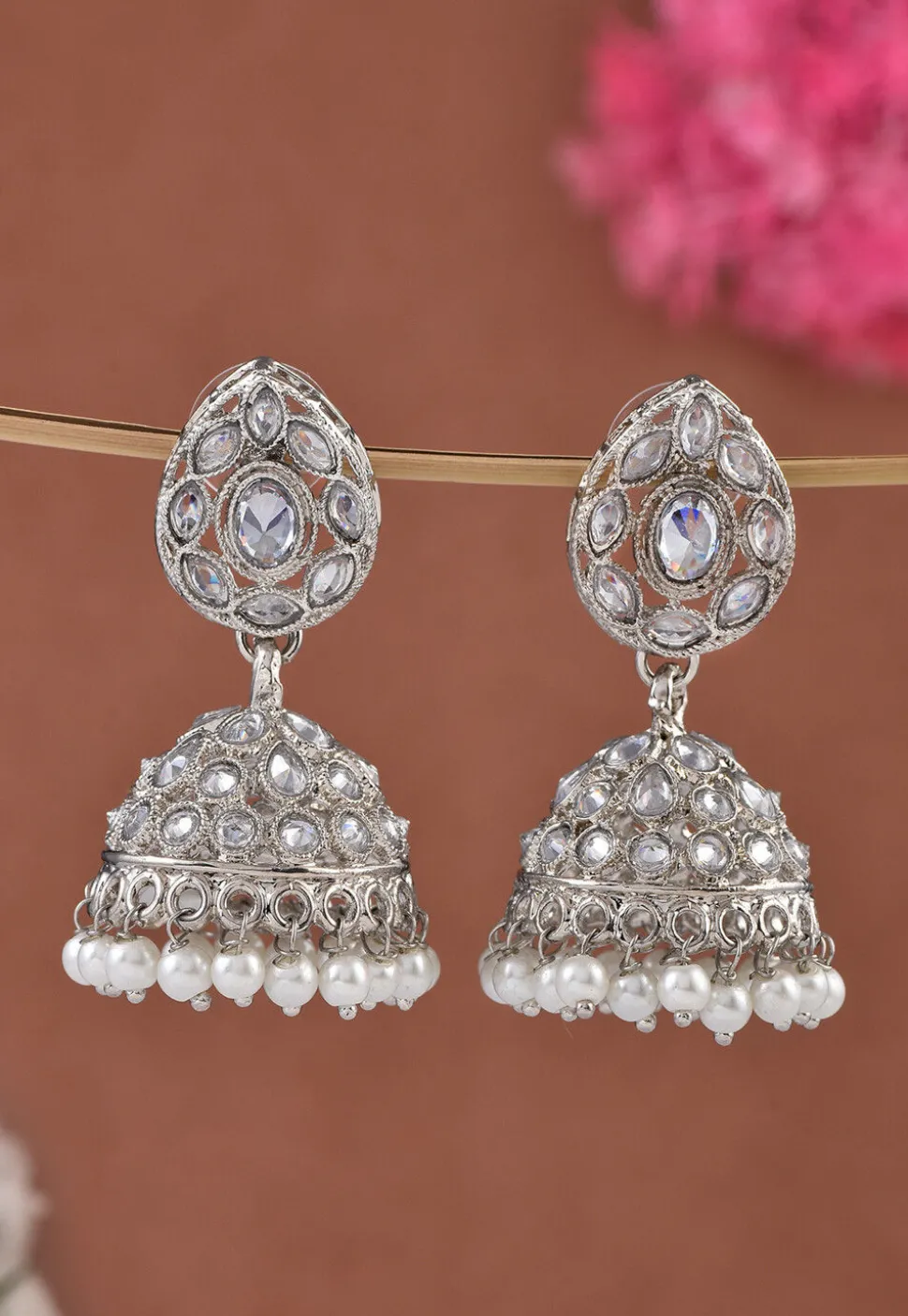 Stone Studded Jhumka Style Earrings