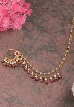 Stone Studded Nose Ring with Layered Chain