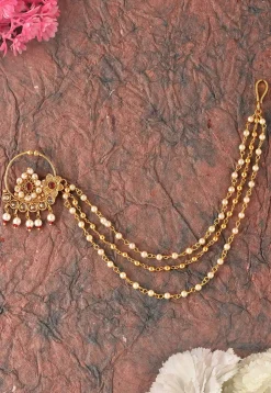Stone Studded Nose Ring with Layered Chain