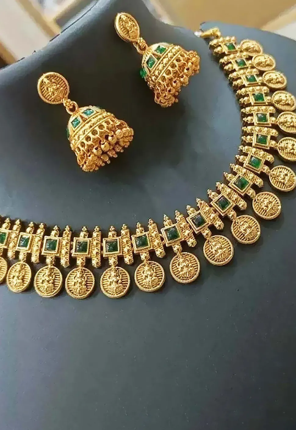 Stone Studded Temple Choker Necklace Set