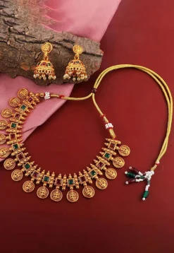 Stone Studded Temple Choker Necklace Set