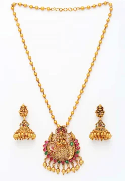 Stone Studded Temple Necklace Set