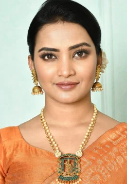 Stone Studded Temple Necklace Set