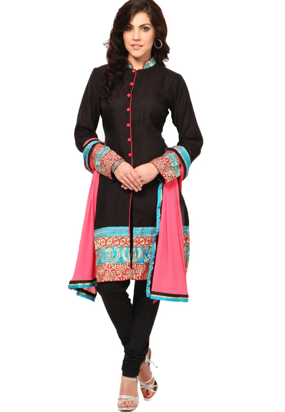 Straight Cut Front Slit Suit in Black