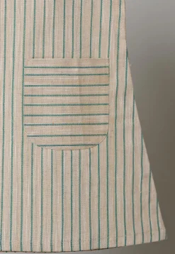 Stripe Printed Cotton Dress in Beige