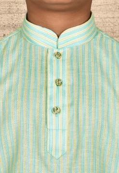 Stripe Printed Cotton Kurta in Sea Green