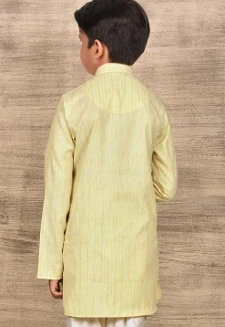 Stripe Printed Cotton Kurta in Yellow