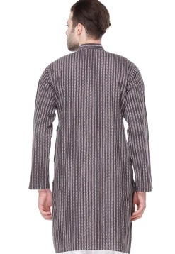 Stripe Printed Handloom South Cotton Kurta in Wine