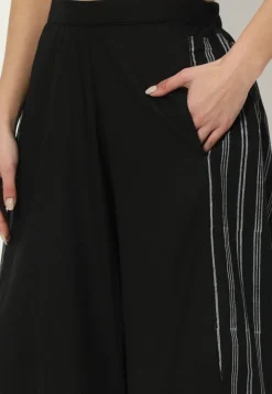 Stripe Printed Pure Cotton Pant in Black