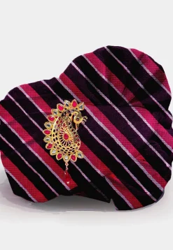 Stripe Printed Pure Kota Silk Unisex Turban in Multicolor