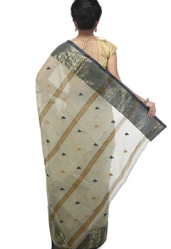 Tant Cotton Tant Handloom Saree in Light Grey