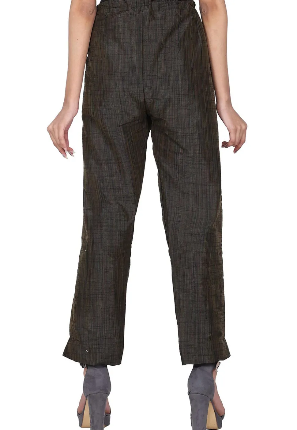 Textured Dupion Silk Pant in Black