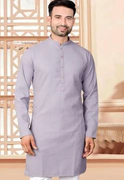 Textured Rayon Kurta in Purple