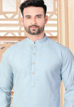 Textured Rayon Kurta in Sky Blue