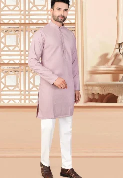 Textured Rayon Kurta Set in Pink