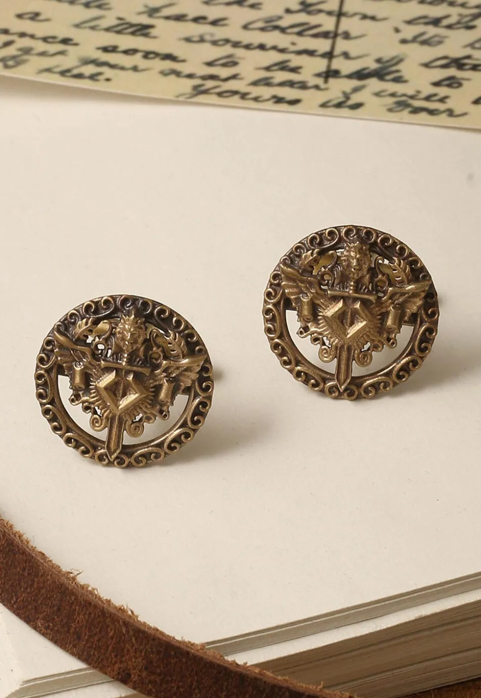 The Knight Lion Shield Metallic Cufflink Pair