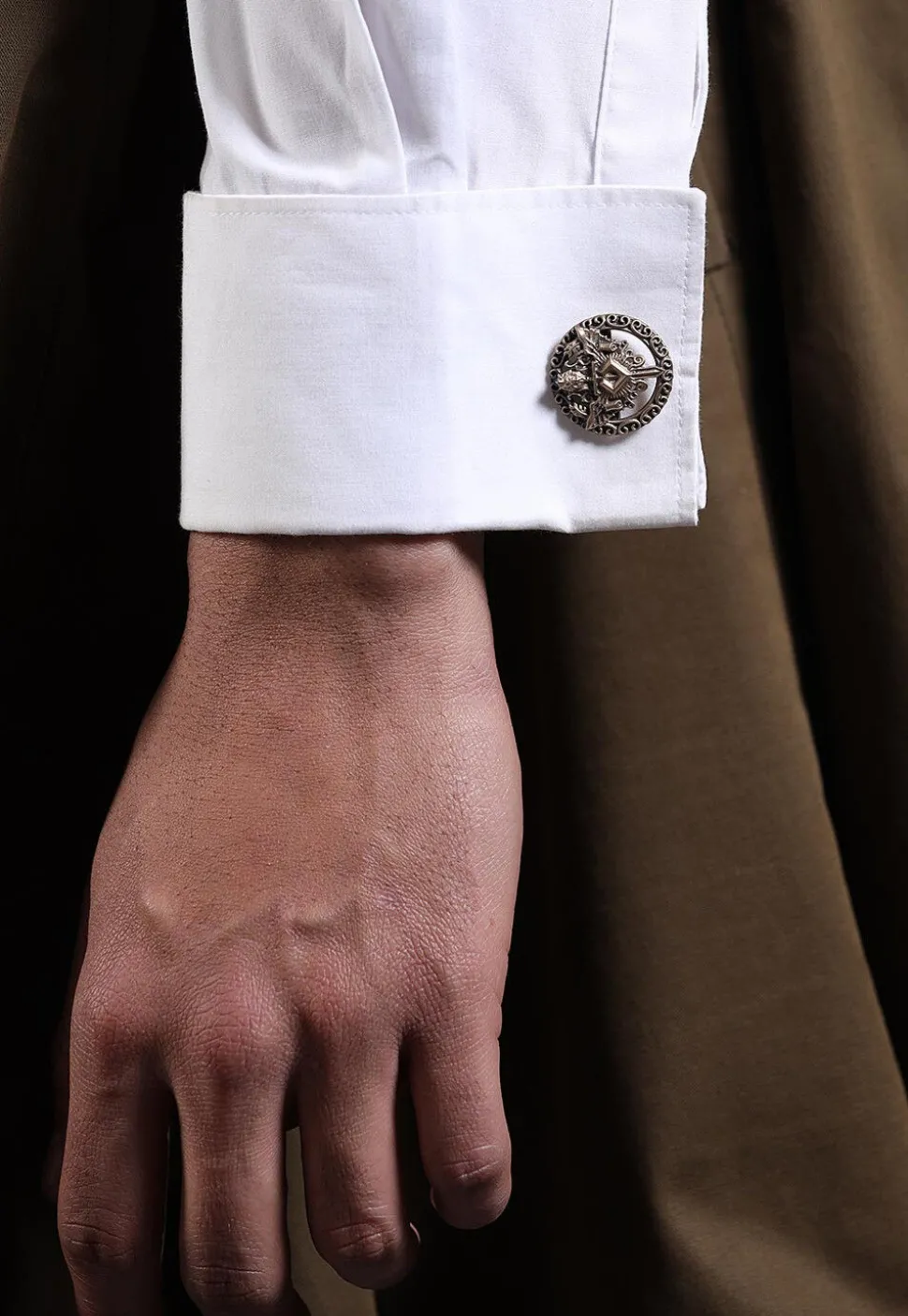 The Knight Lion Shield Metallic Cufflink Pair