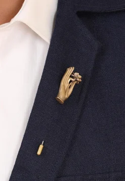 The Lotus Hand Metallic Lapel Pin