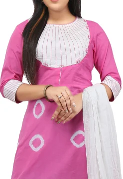 Tie Dye Cotton Pakistani Suit in Pink