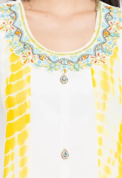 Tie Dye Printed Georgette Anarkali Kurta in Off White