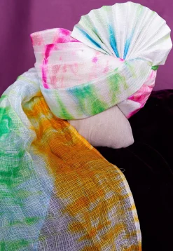 Tie Dye Printed Pure Kota Silk Unisex Turban in Multicolour