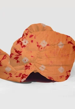 Tie Dye Printed Pure Kota Silk Unisex Turban in Light Orange