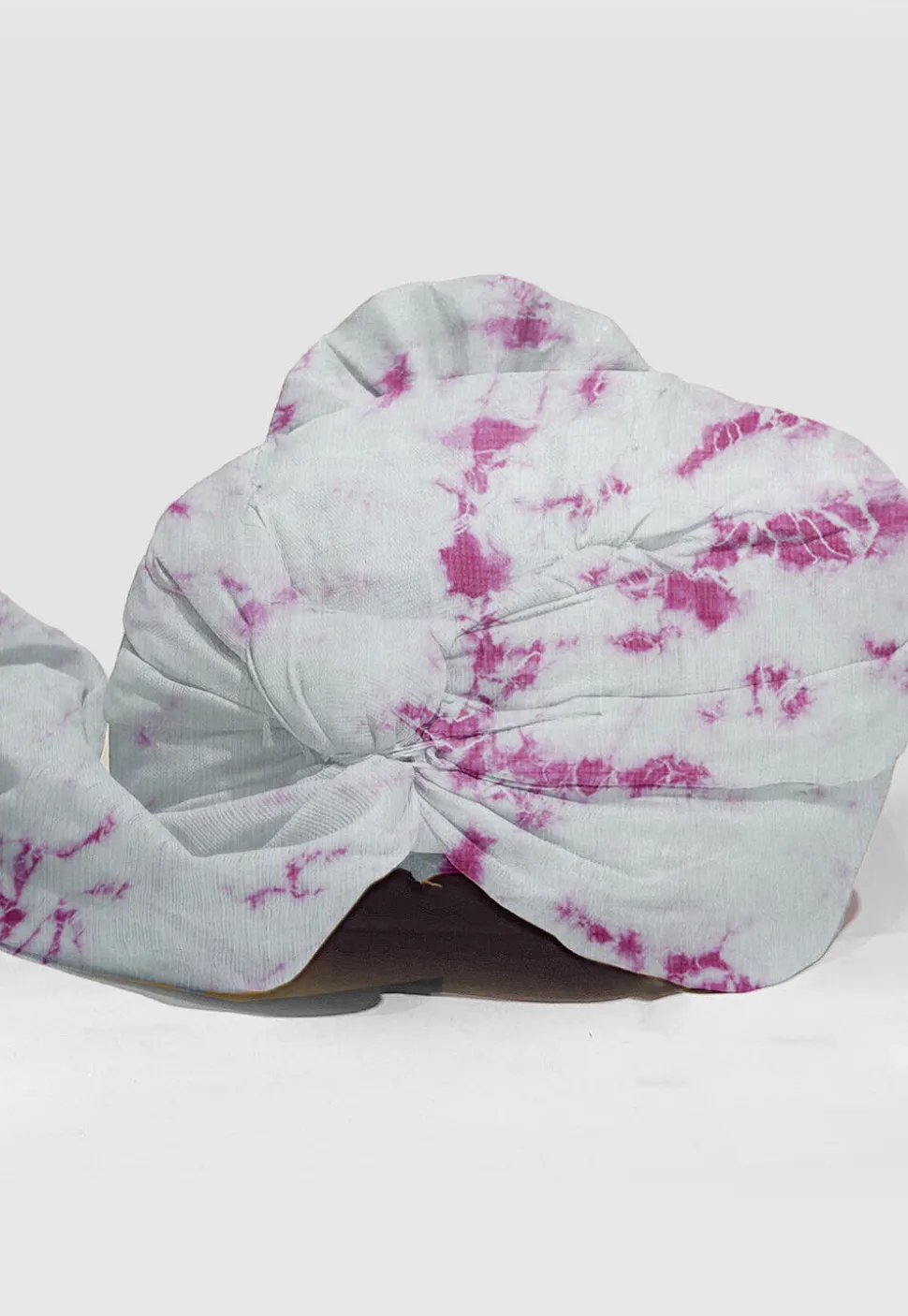 Tie Dye Printed Pure Kota Silk Unisex Turban in White