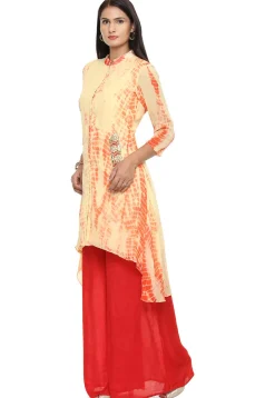 Tie Dyed Georgette Pakistani Suit in Beige