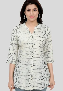 Tie Dyed Rayon Tunic in Off White